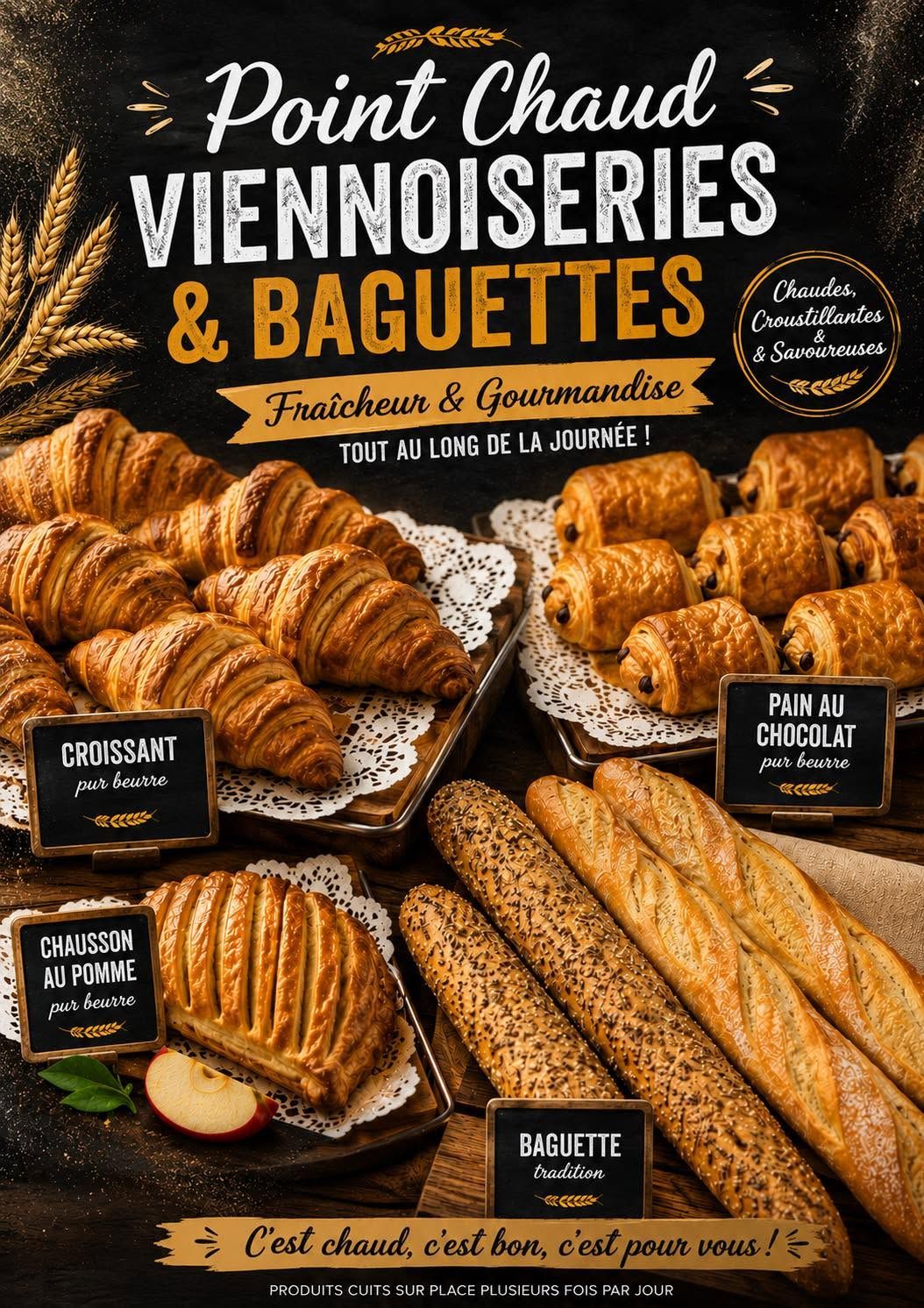 Point Chaud : Croissants, pains & baguettes chaudes